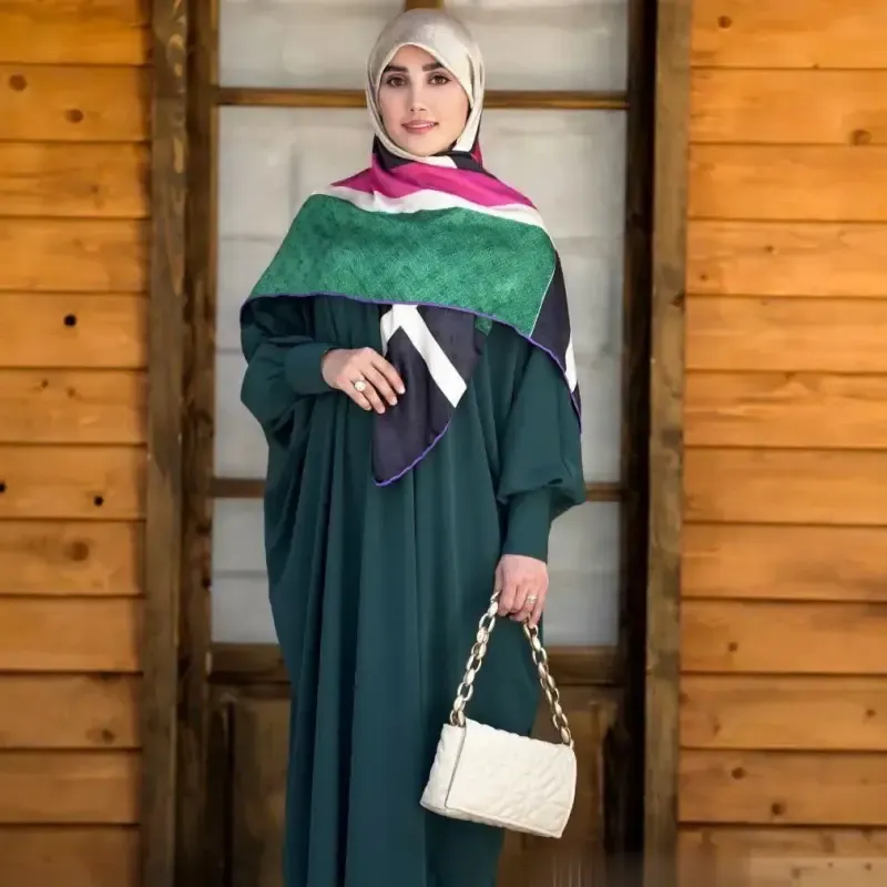 مانتو عبایی عربی مدل بهاره جنس کرپ سوپر الیزه یقه گرد - تصویر 7