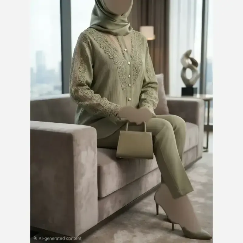 شومیز زنانه مدل آی تک جنس پارچه توکی سایز بزرگ - تصویر 10