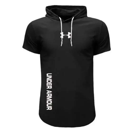 تیشرت کلاه دار مردانه طرح Under Armour مدل S5768 مشکی سایز بندی مناسب چهار فصل
