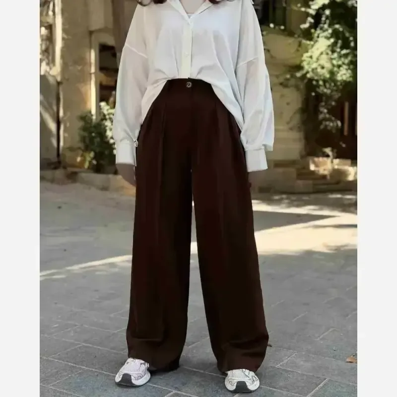 شلوار بگ زنانه کرپ دابل گرم بالا رنگبندی سایز 40 تا 52 - تصویر 7