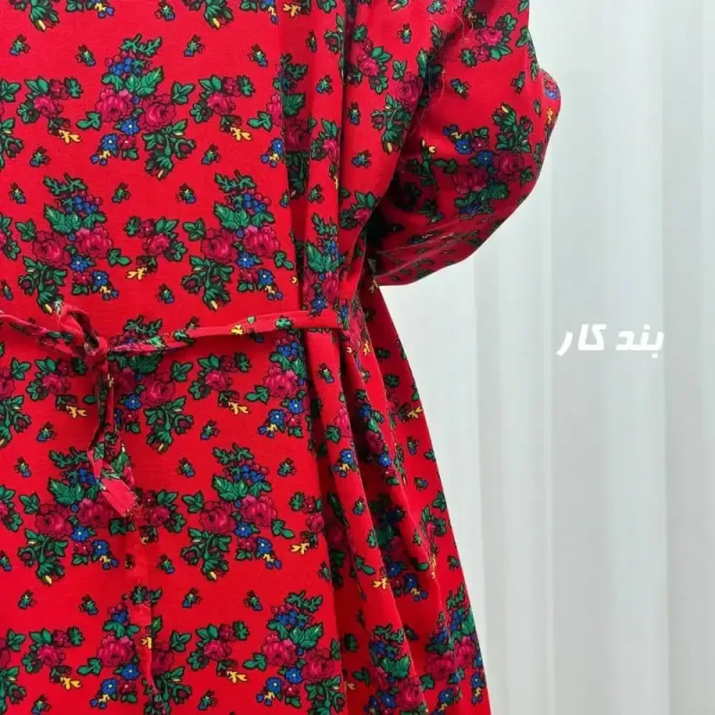 پیراهن نخی ترکمنستان گل نقلی فری سایز تا 54 چهارفصل شیک و راحت طلوبند دار - تصویر 7