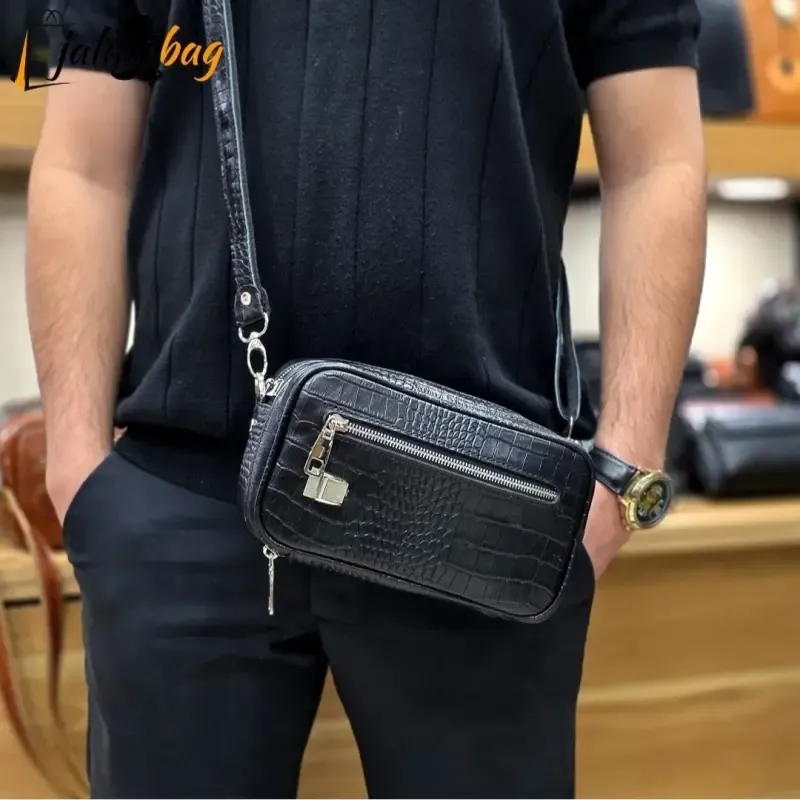 کیف دستی و دوشی چرم طبیعی گاوی دو خانه مدل شوزبگ - تصویر 5
