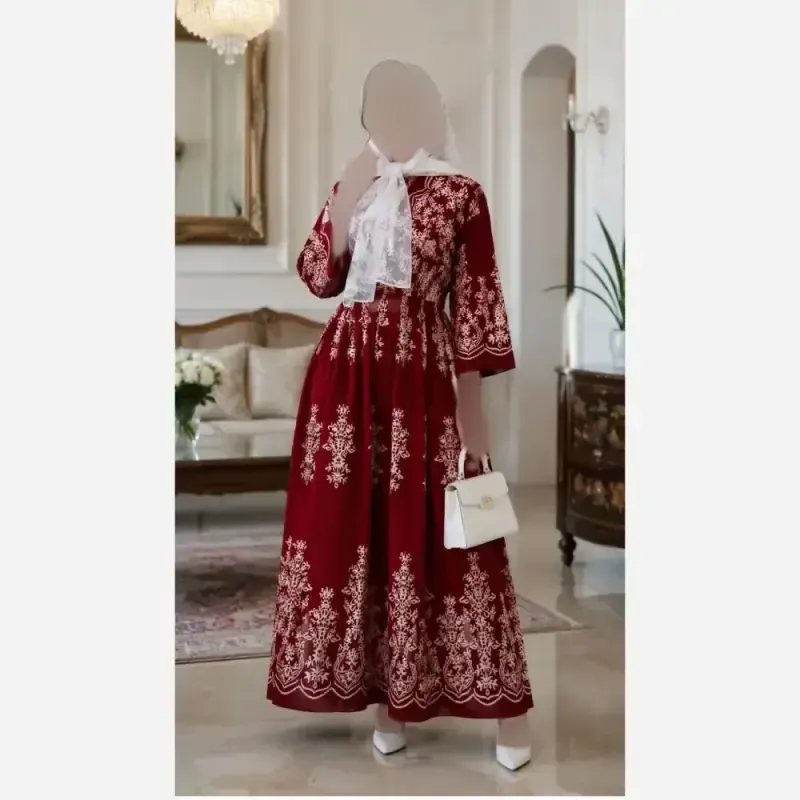 پیراهن ساحلی ترمه فلور بوگاتی فری سایز پرچین تمام کلوش - تصویر 4