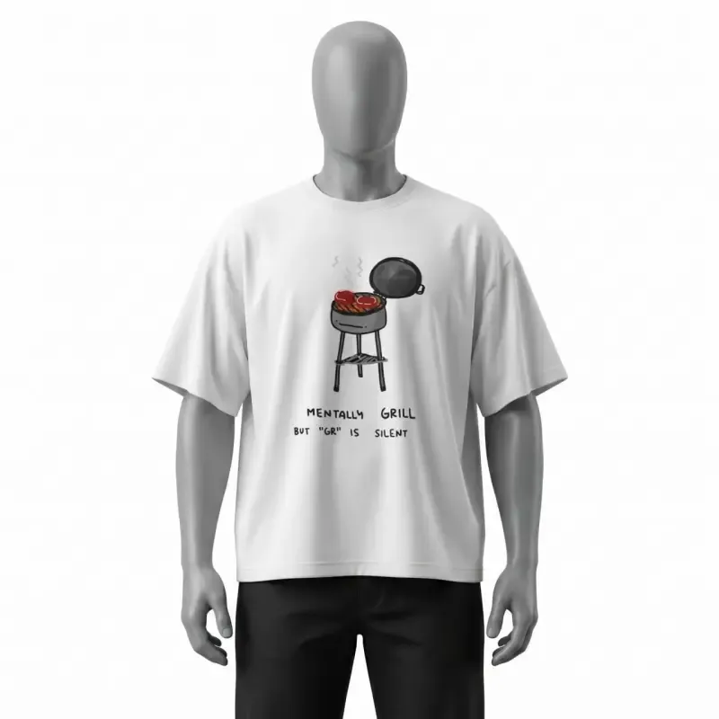 تیشرت سفید طرح گریل افسرده پارچه ماکان - تصویر 3