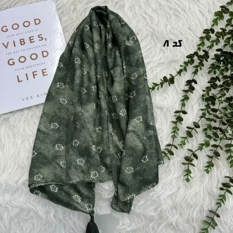 شال نخی طرح گل قواره 190 در 65 سانتیمتر - تصویر 6