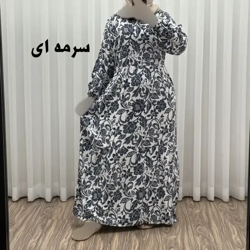 پیراهن فلور بوگاتی مدل ایوبی فری سایز زنانه تا سایز 46 چهارفصل شیک و راحت با کمربند سایه نمیاندازد - تصویر 3