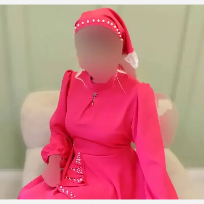 پیراهن مجلسی زنانه کرپ مازراتی مدل ستاره به همراه تل اسکارف و سنجاق یقه - تصویر 13