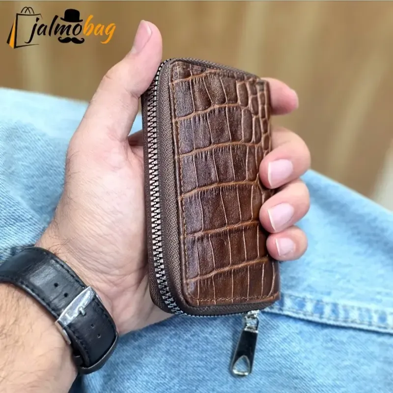 جاکارتی زیپدار چرم طبیعی گاوی مناسب آقایان و خانمها ابعاد 11 در 7 سانتیمتر - تصویر 8