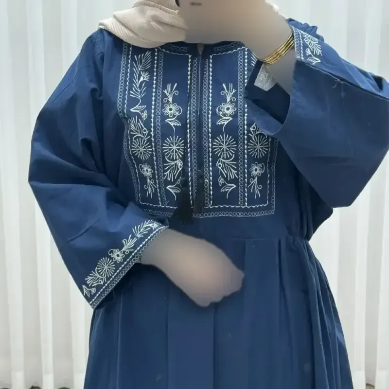 پیراهن لینن گلدوزی مایا کد 1745 فری سایز زنانه چهارفصل تنخور شیک و راحت بدون سایه اندازی و بدن نما - تصویر 8