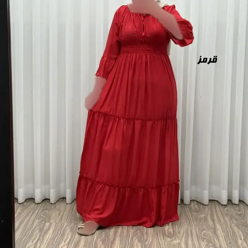 پیراهن ساحلی زنانه نخی مدل پرنسسی فری سایز مناسب تا 48 با کمربند - تصویر 6