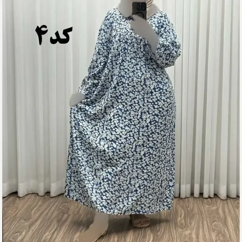 پیراهن سایزبزرگ نخی فری سایز تا 52 هندی کد 1498 - تصویر 3