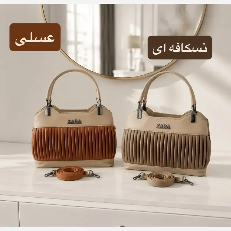 کیف زنانه مجلسی چرم مصنوعی زیپدار با بند بلند - تصویر 2