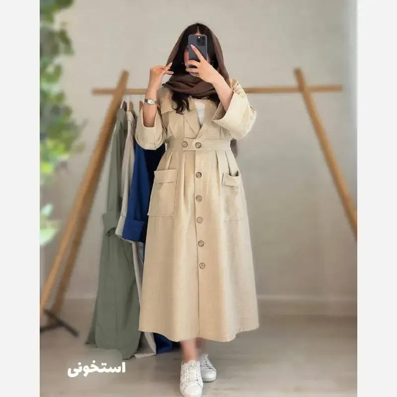 مانتو بلند تابستانه مدل ماربل جنس شانتون فری سایز رنگبندی متنوع - تصویر 3
