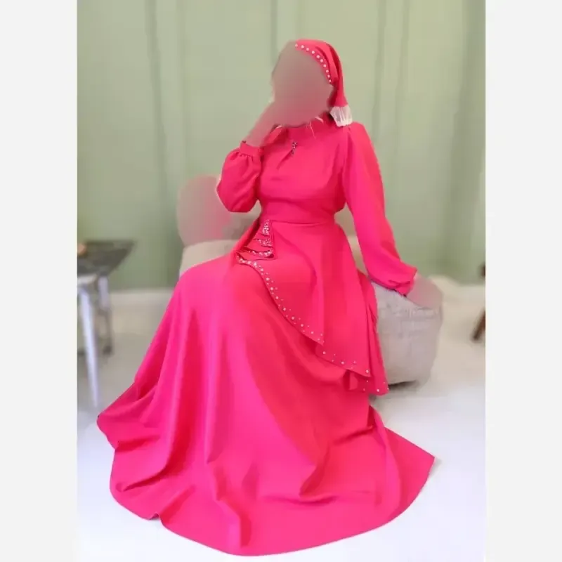 پیراهن مجلسی زنانه کرپ مازراتی مدل ستاره به همراه تل اسکارف و سنجاق یقه - تصویر 12