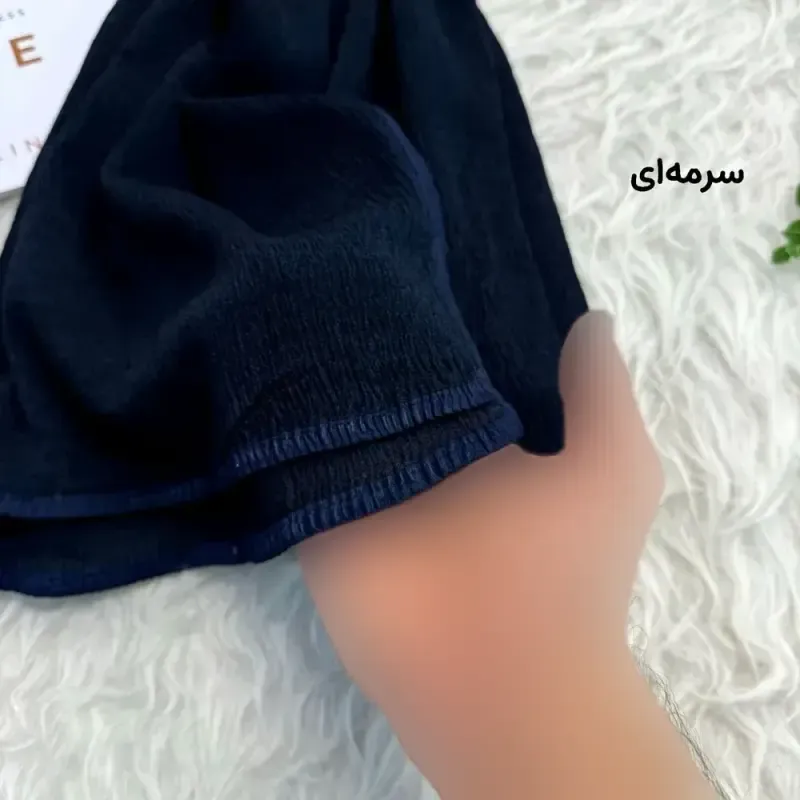 شال نخی برشکا ساده دور گان مشکی قواره 190 در 65 سانتی متر - تصویر 8