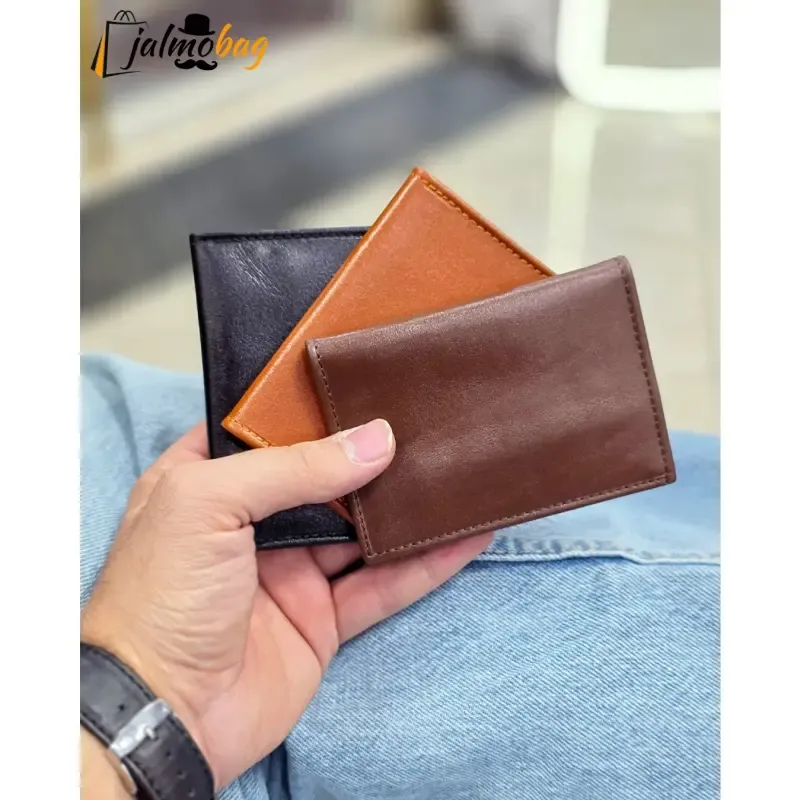 جاکارتی چرم طبیعی گاوی مدل برگی دارای 4 جای کارت - تصویر 2