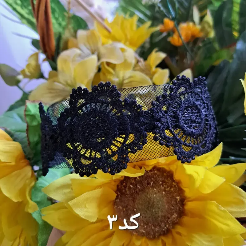 تل گیپور مجلسی طرح گل وارداتی درجه یک مشکی سرمه ای صورتی روشن - تصویر 3