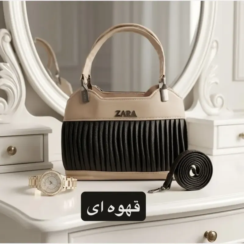کیف زنانه مجلسی چرم مصنوعی زیپدار با بند بلند - تصویر 4
