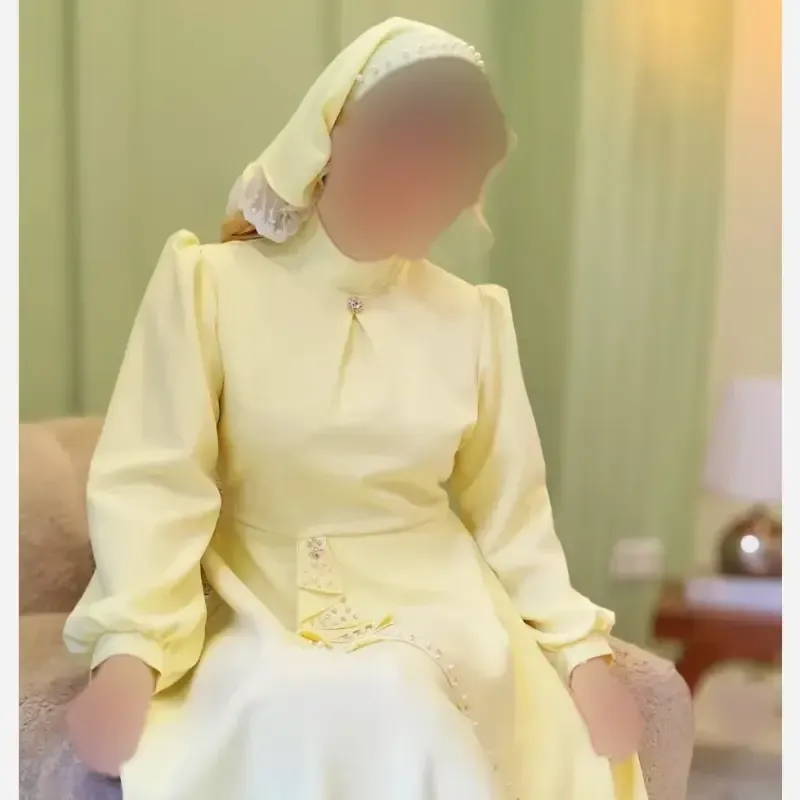 پیراهن مجلسی زنانه کرپ مازراتی مدل ستاره به همراه تل اسکارف و سنجاق یقه - تصویر 27