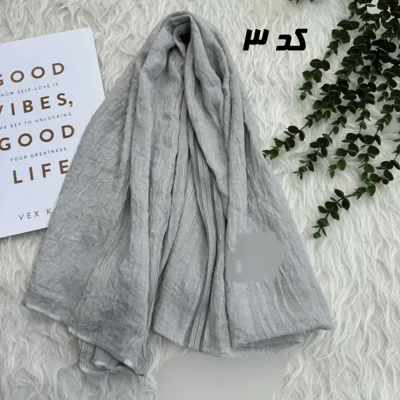 شال نخ کتان سنگشور مجلسی دور گان - تصویر 3