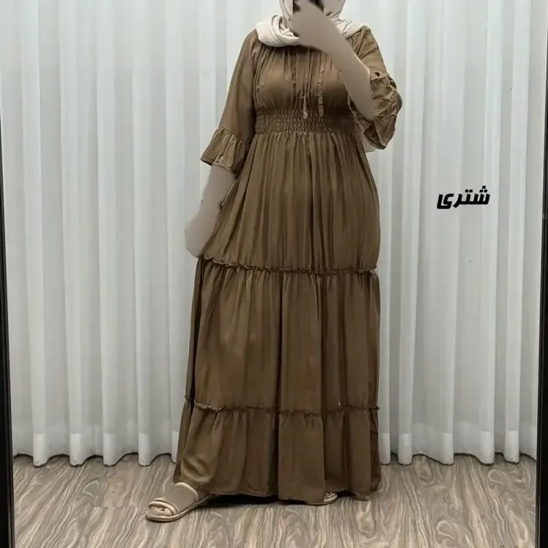 پیراهن ساحلی زنانه نخی مدل پرنسسی فری سایز مناسب تا 48 با کمربند - تصویر 8