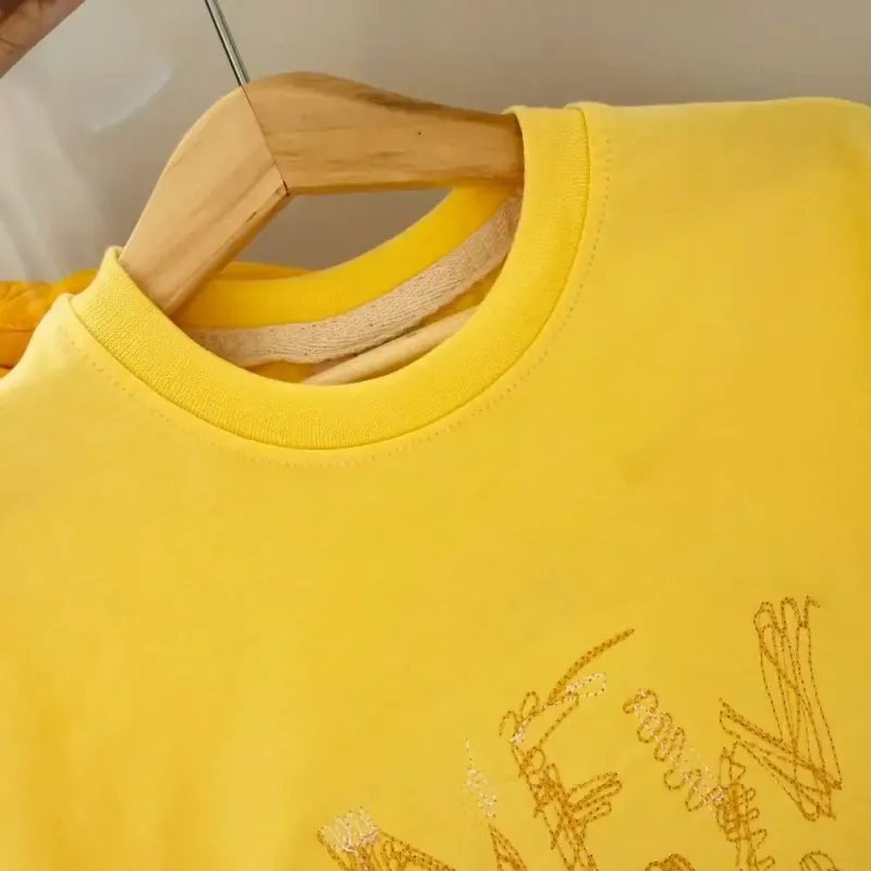 ست تیشرت و شلوارک بچگانه نخ پنبه رنگی تابستانی - تصویر 8