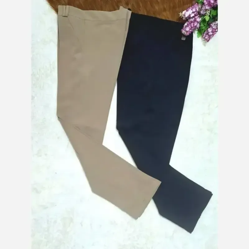شلوار راسته اداری زنانه مازراتی قد 90 تا 95 رنگ مشکی نخودی - تصویر 13
