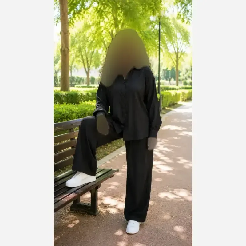 ست شومیز و شلوار زنانه جنس کوک دوزی - تصویر 3