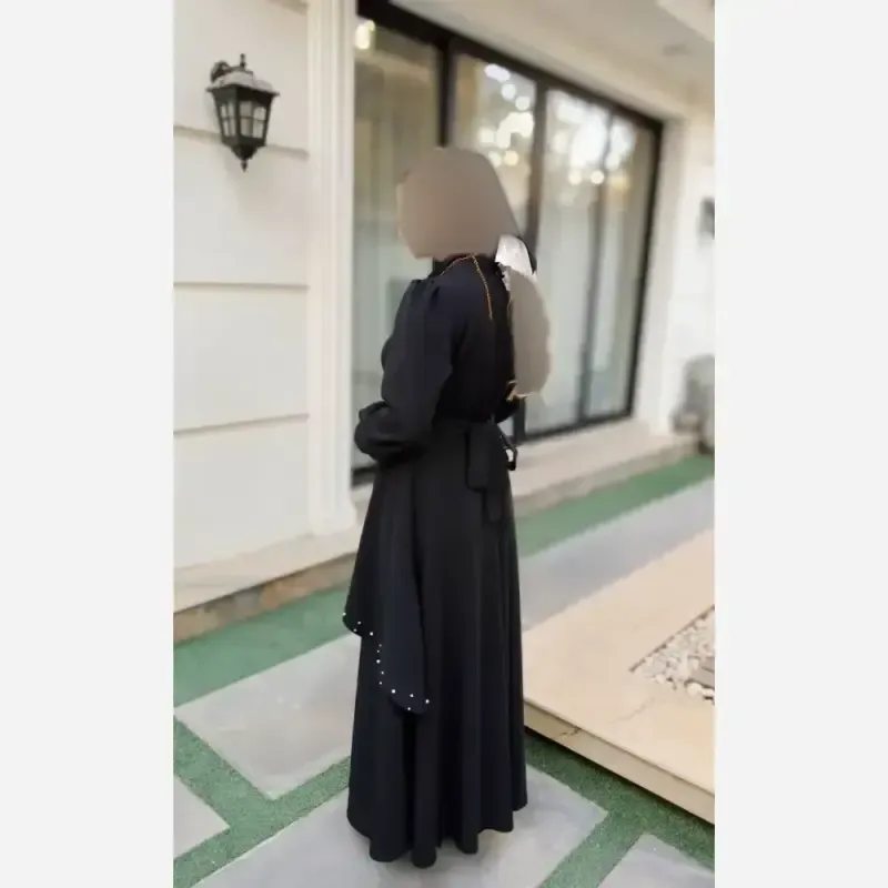 پیراهن مجلسی زنانه کرپ مازراتی مدل ستاره به همراه تل اسکارف و سنجاق یقه - تصویر 19