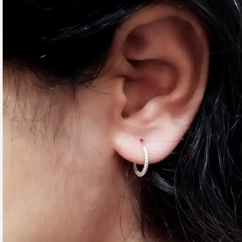 گوشواره نقره حلقه ای طرح عاج سایز مدیوم زنانه نقره ای - تصویر 6