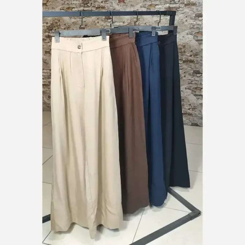 شلوار بگ ریزشی کوپرا سیلک پشت کمر کش جیب دار - تصویر 7