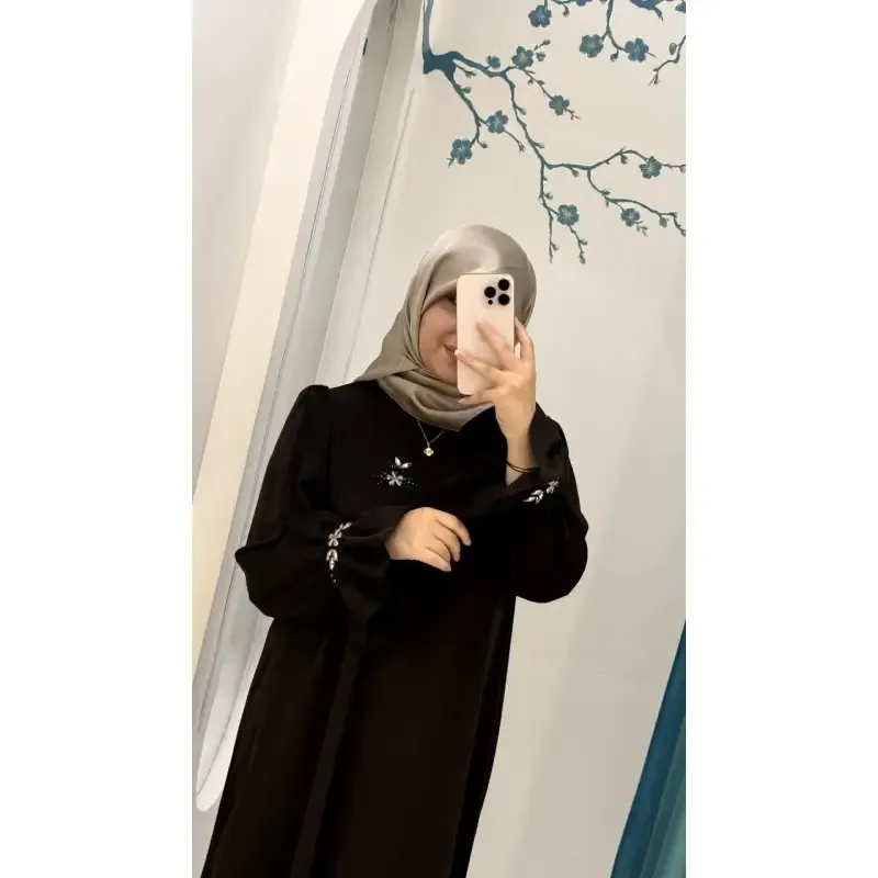 مانتو عبایی مدل آرام جنس الیزه درجه یک قد 140 - تصویر 3
