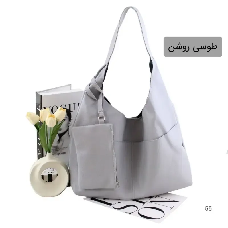 کیف زنانه چرم مصنوعی روزمره و دانشگاهی سه جیب بیرونی - تصویر 5