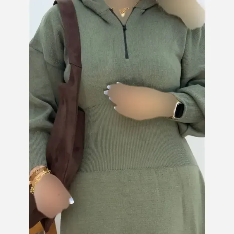 کفتان بافت ساعت شنی کلاهدار مدل ماهتیسا فری سایز - تصویر 9