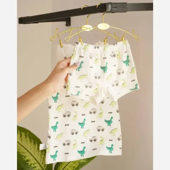 ست رکابی و شورت پسرانه طرح دایناسور جنس پنبه ای مناسب 2 تا 10 سال