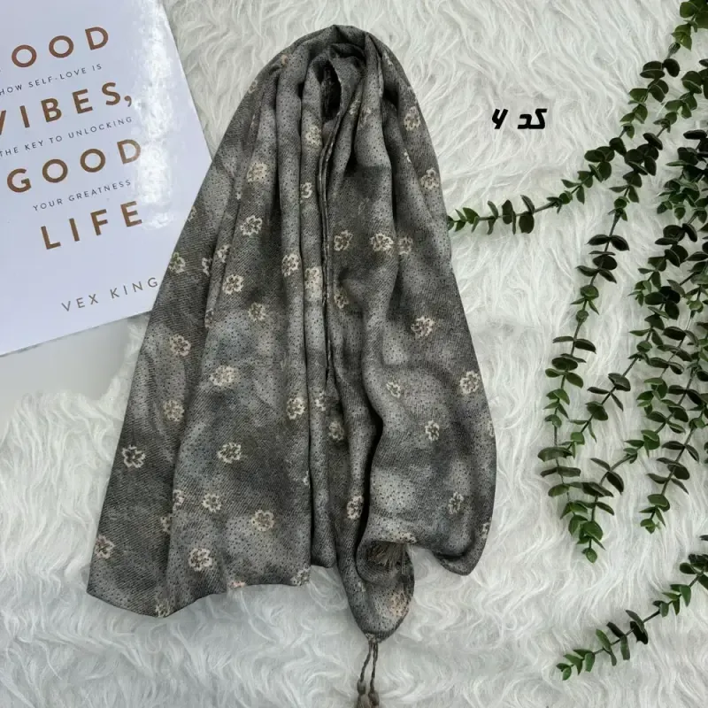 شال نخی طرح گل قواره 190 در 65 سانتیمتر - تصویر 8