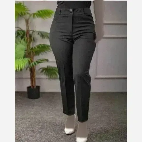 شلوار راسته اداری زنانه مازراتی قد 90 تا 95 رنگ مشکی نخودی - تصویر 15