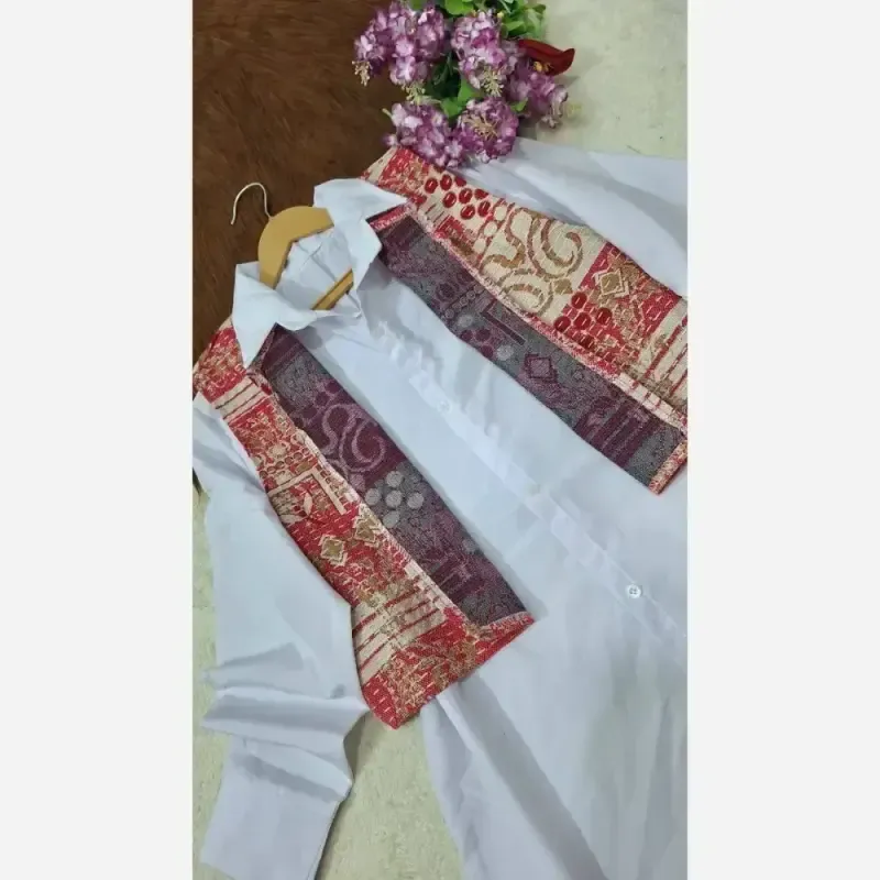 جلیقه گلیمی زنانه دخترانه سرخ و آبی مجلسی فری سایز - تصویر 2