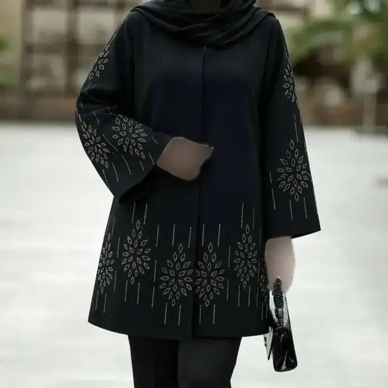 کت مجلسی زنانه مدل آرزو جنس شانتون اندوزی رنگ مشکی - تصویر 3
