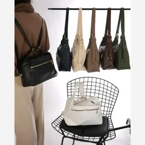کیف زنانه وارداتی جنس شرانگ خارجی بند دوشی و قابل استفاده به عنوان کوله پشتی