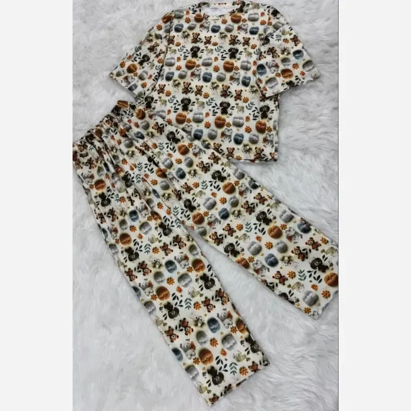 ست تیشرت شلوار راحتی سه بعدی قواره بزرگ پنبه گیاهی - تصویر 3