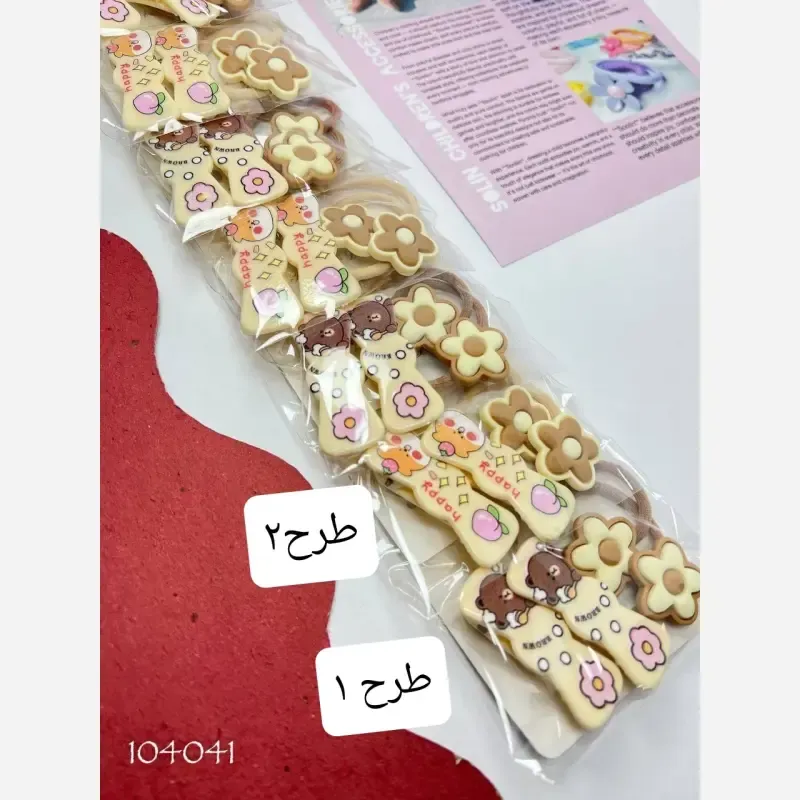 پک 4 عددی اکسسوری مو دخترانه شامل 2 عدد کش مو و 2 عدد گیره انبری وارداتی - تصویر 6