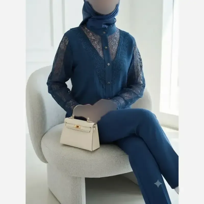 شومیز زنانه مدل آی تک جنس پارچه توکی سایز بزرگ - تصویر 9