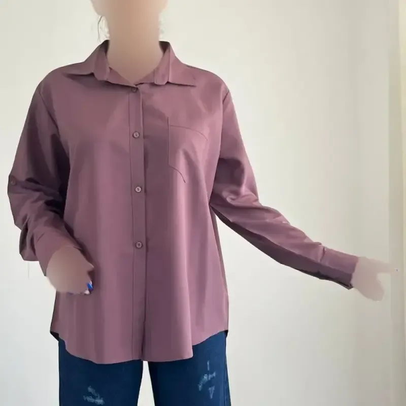 شومیز بیسیک زنانه کد 1147 یقه مردانه آستین بلند بنددار نخی یونیسکس سایزبزرگ - تصویر 19
