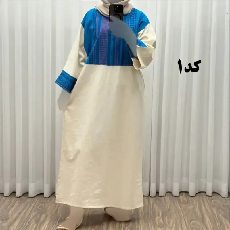 پیراهن کفتان لینن پاییزه فری سایز زنانه تا سایز 50 شیک و راحت کمربند دار بدون سایه اندازی - تصویر 7