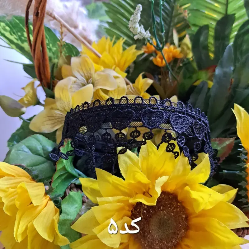 تل گیپور مجلسی طرح گل وارداتی درجه یک مشکی سرمه ای صورتی روشن - تصویر 5