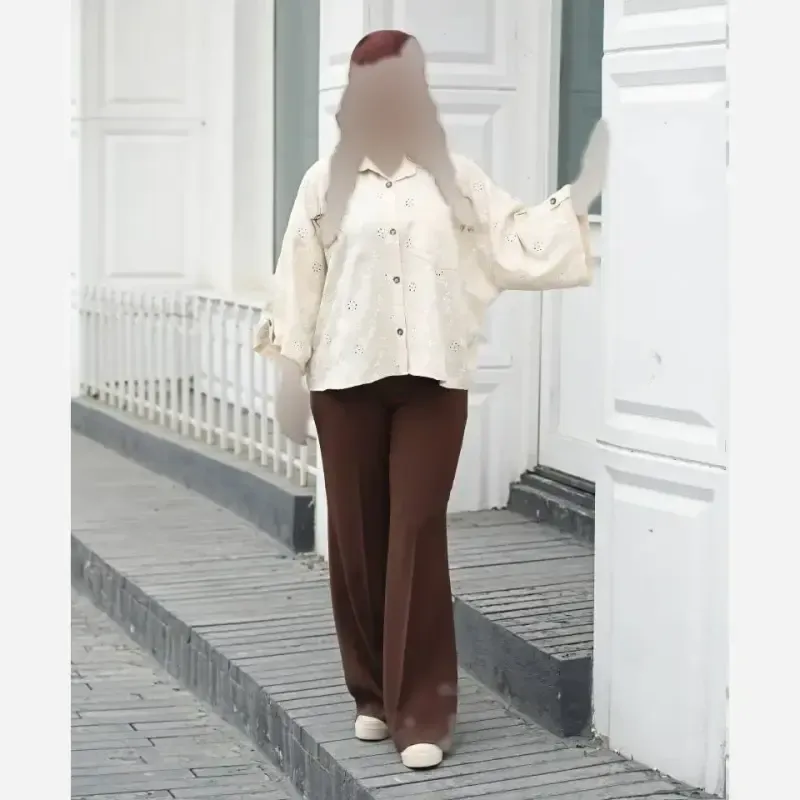 شومیز گلدوزی شده جنس پارچه صوفیا فری سایز مدل دالیا - تصویر 4