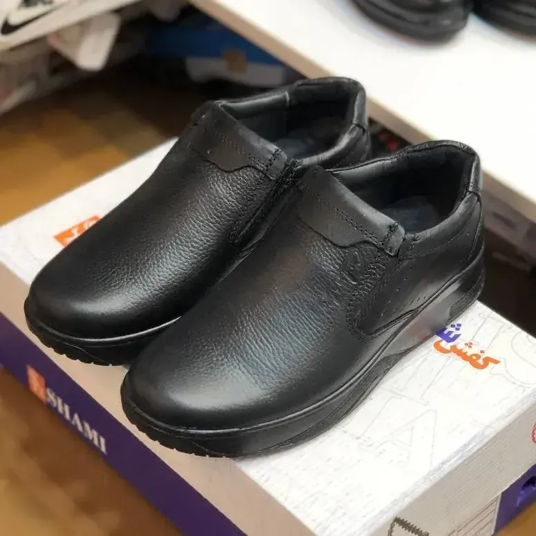 کفش چرم مردانه طبی طرح کلارک رخشی مشکی سایزبزرگ - تصویر 6