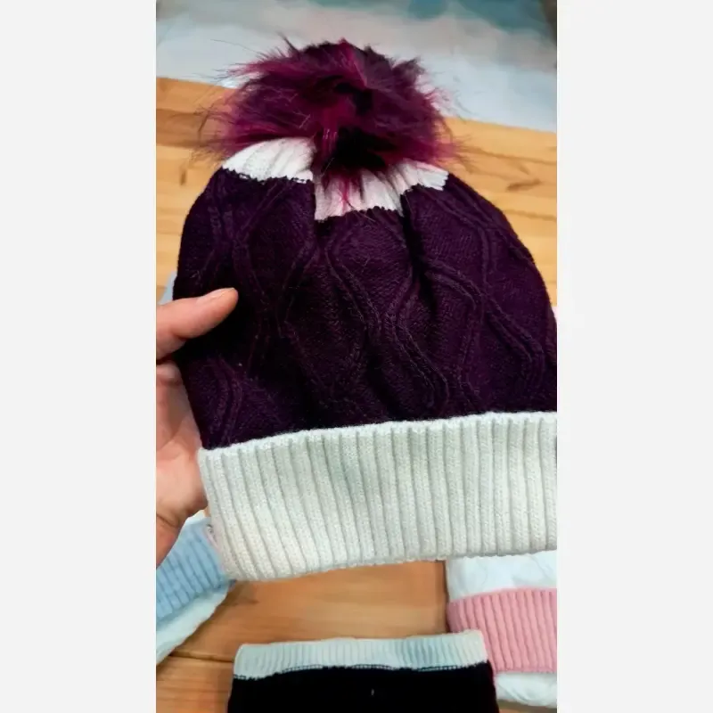 ست کلاه و شال رینگی بافت و داخل خز بچگانه مناسب 1 تا 4 سال - تصویر 3