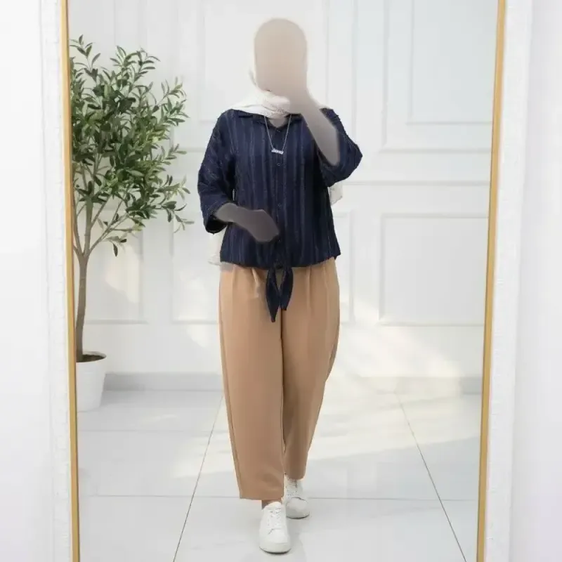شومیز گره ای زنانه صوفیا فری سایز رنگ بندی متنوع - تصویر 5